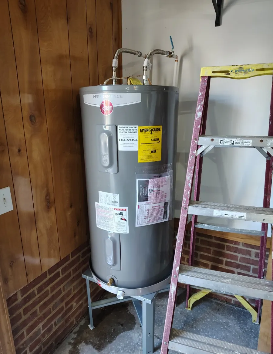 Completed residential water heater installation